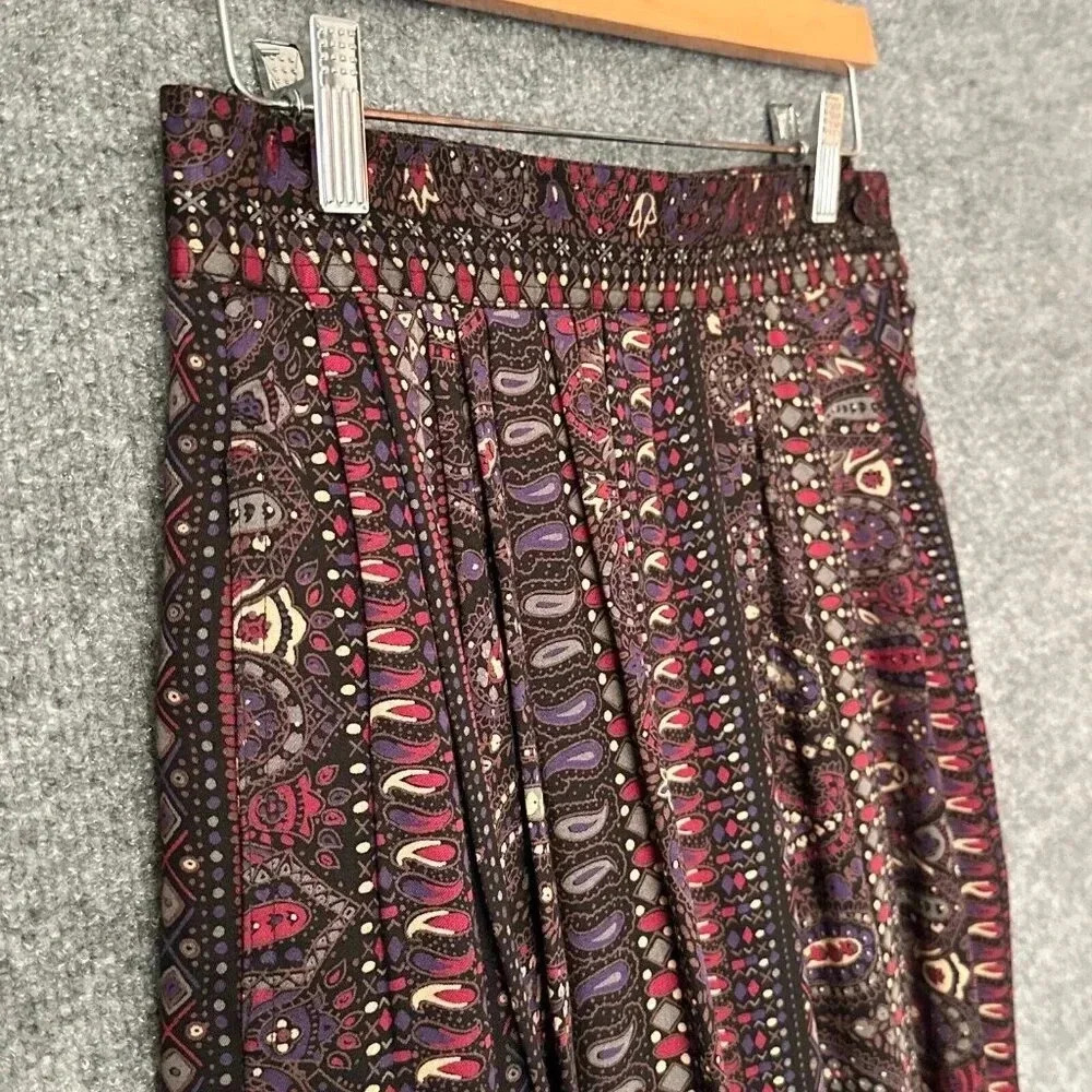 Vintage Rafaella Skirt Womens 8 Multicolor Pleated Pockets Paisley Boho Midi - Picture 5 of 16
